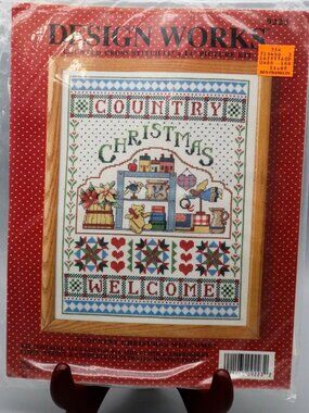Vintage Design Works Country Christmas Cross Stitch Sampler Kit 9223 11"x14"